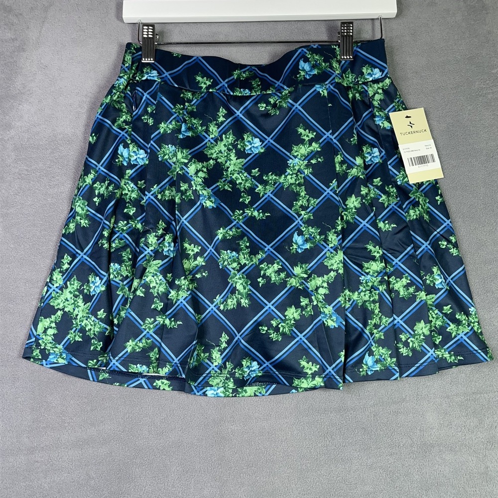 Tuckernuck Navy Ivy Floral Golf Skort Stretch Athletic Pockets Womens M NWT
